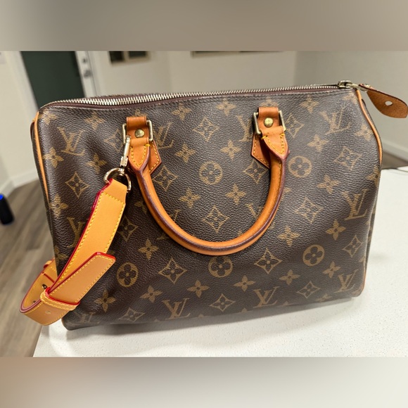 Louis Vuitton Monogram Speedy 35 w/ unbrander long strap. - Picture 1 of 5